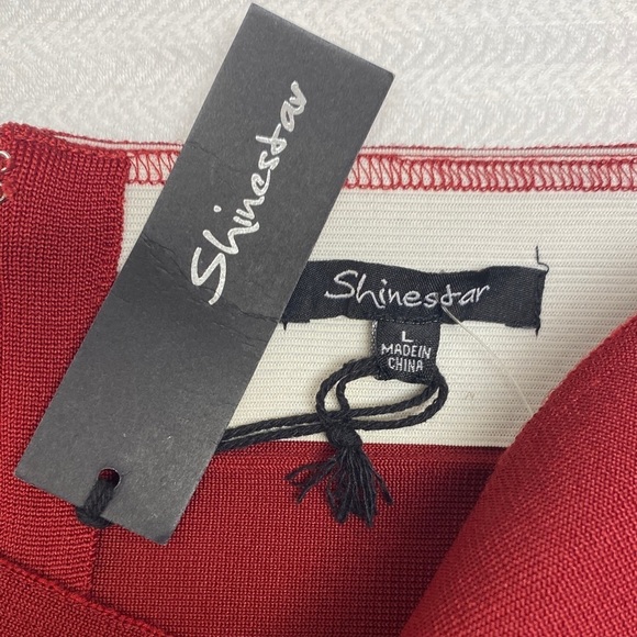 Shinestar Burgundy Bodycon Pencil Skirt Textured Bandage Silver Zip NWT L - Picture 2 of 9